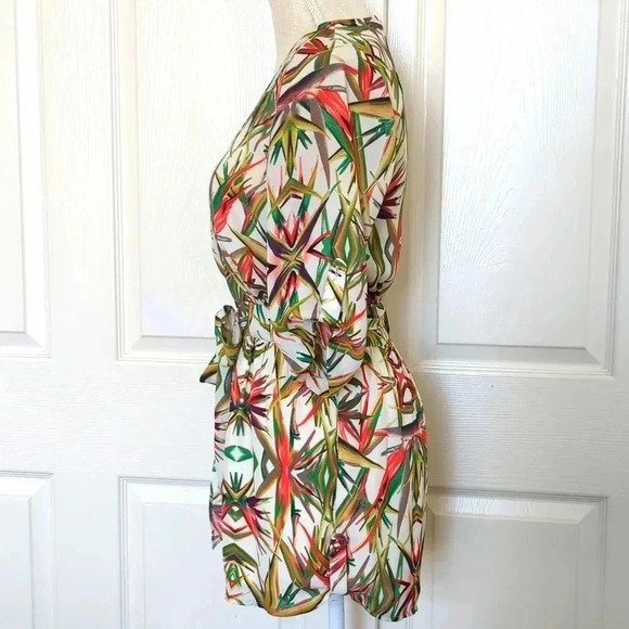 Gianni Bini Romper Birds of Paradise White Tropical - Picture 3 of 7